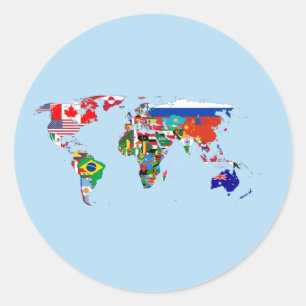 World Map of Flags Sticker