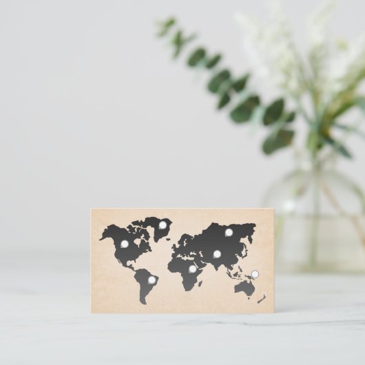 World Map | Ortsmarkierungen Visitenkarte (Stehend Vorderseite)