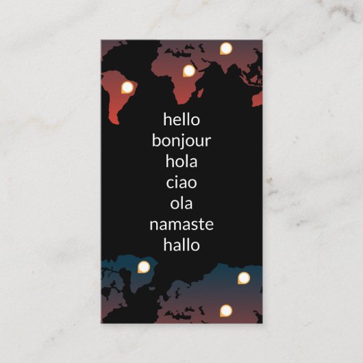 World Map | Ortsmarkierungen Visitenkarte (Vorderseite)