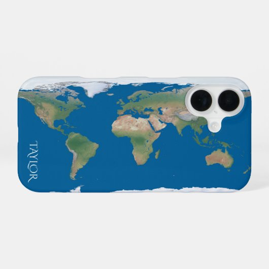 World Map – Personalized iPhone 16 Hülle (Rückseite (Horizontal))