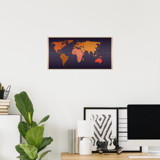 World Map Poster erkunden (Heimbüro)