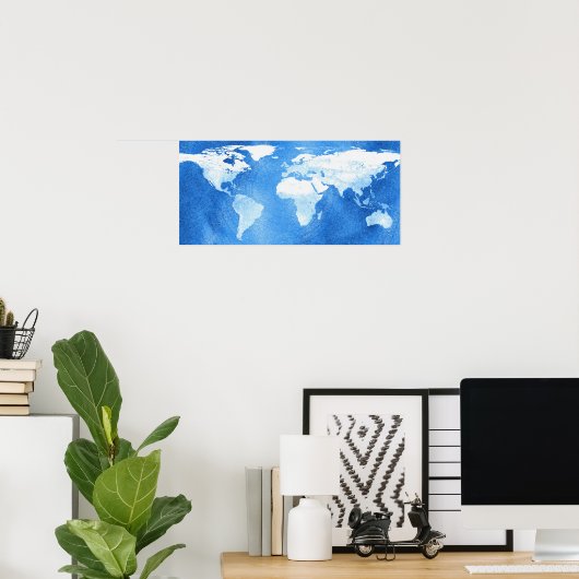 World Map Poster Print (Heimbüro)