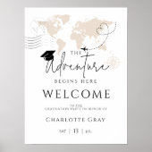 World Map Reise Graduierungsparty Begrüßung Plakat (Vorne)