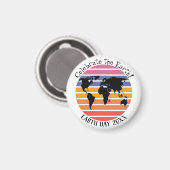World Map Retro Sunset Silhouette Magnet (Vorderseite/Rückseite)