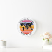 World Map Retro Sunset Silhouette Runde Wanduhr (Zuhause)