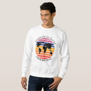 World Map Retro Sunset Silhouette Sweatshirt