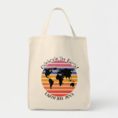 World Map Retro Sunset Silhouette Tragetasche (Vorne)