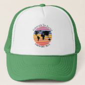 World Map Retro Sunset Silhouette Truckerkappe (Vorderseite)