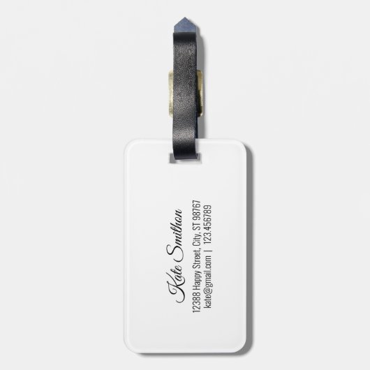 World Map Rose Gray Address Name Elegant Gepäckanhänger (Rückseite vertikal)