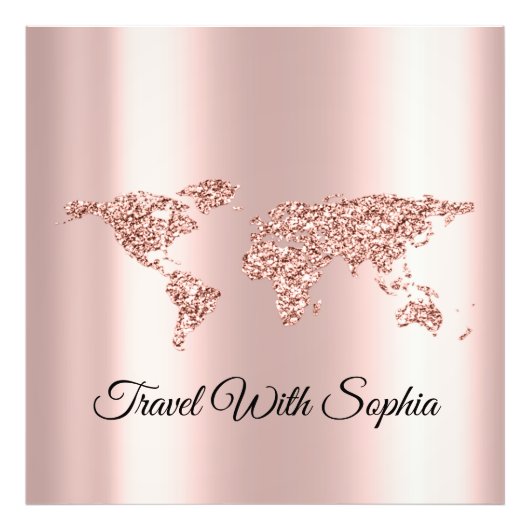World Map Rose Travel Wedding Travel Logo Fotodruck (Vorne)