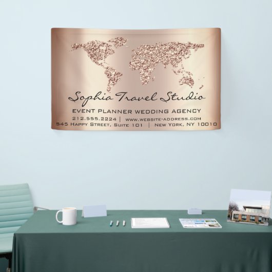 World Map Rosen Gold Earth Event Plan Banner (Messeveranstaltung)
