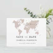 World Map Save the Date Template (Stehend Vorderseite)