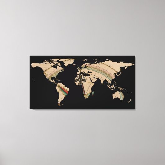 World Map Silhouette - Compass Rose Leinwanddruck (Vorderseite)