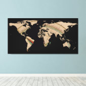 World Map Silhouette - Compass Rose Leinwanddruck (Insitu (Holzboden))