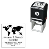 World Map Silhouette Coupel Name Rücksendeadresse Permastempel (Beispiel)