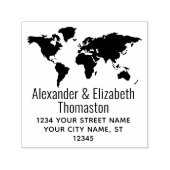 World Map Silhouette Coupel Name Rücksendeadresse Permastempel (Design)