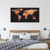 World Map Silhouette - Crispy Bacon Leinwanddruck (Insitu (Schlafzimmer))