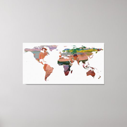 World Map Silhouette - Entkleidung am Strand Leinwanddruck (Vorderseite)