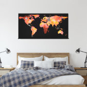 World Map Silhouette - Feuerfotografie Mandala Leinwanddruck (Insitu (Schlafzimmer))