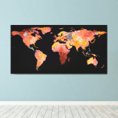 World Map Silhouette - Feuerfotografie Mandala Leinwanddruck (Insitu (Holzboden))
