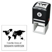 World Map Silhouette "From the Library" Name Permastempel (Beispiel)