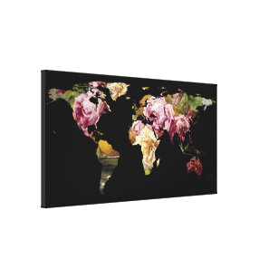 World Map Silhouette - Malerei von Rose Leinwanddruck