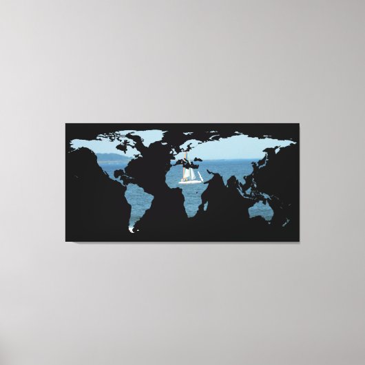 World Map Silhouette - Segeln Leinwanddruck (Vorderseite)