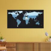 World Map Silhouette - Segeln Leinwanddruck (Insitu (Wohnzimmer))
