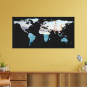 World Map Silhouette - Segeln rund um die Welt Leinwanddruck (Insitu (Wohnzimmer))
