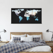 World Map Silhouette - Segeln rund um die Welt Leinwanddruck (Insitu (Schlafzimmer))