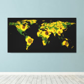 World Map Silhouette - Sonnenblumen Leinwanddruck (Insitu (Holzboden))