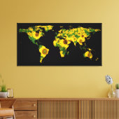 World Map Silhouette - Sonnenblumen Leinwanddruck (Insitu (Wohnzimmer))