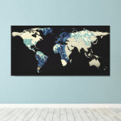 World Map Silhouette - The Great Wave Off Kanagawa Leinwanddruck (Insitu (Holzboden))