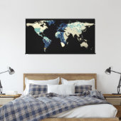 World Map Silhouette - The Great Wave Off Kanagawa Leinwanddruck (Insitu (Schlafzimmer))