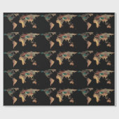 World Map Silhouette - Van Gogh's Painted Eyes Geschenkpapier (Flach)