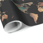 World Map Silhouette - Van Gogh's Painted Eyes Geschenkpapier (Rolleneckpunkt)