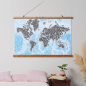 World Map Tapestes Wandteppich Mit Holzrahmen (Schlafzimmer)