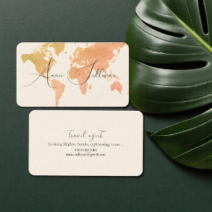World Map Travel Agent Elegante Visitenkarte