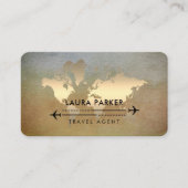 World Map Travel Agent Gold Tourism Airplane Visitenkarte (Vorderseite)
