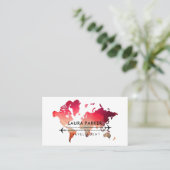  World Map Travel Agent Tour Vacacation Services R Visitenkarte (Stehend Vorderseite)