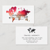  World Map Travel Agent Tour Vacacation Services R Visitenkarte (Vorne/Hinten)