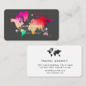  World Map Travel Agent Vacacation Services Lila  Visitenkarte (Vorne/Hinten)