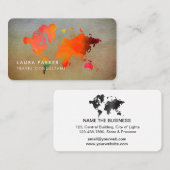 World Map Travel Agent Wasserfarben Tourismus Visitenkarte (Vorne/Hinten)