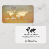 World Map Travel Agent Watercolor Gold Tourismus Visitenkarte (Vorne/Hinten)