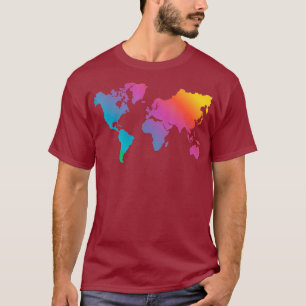 World Map Travel Countries Geography Color Art T-Shirt