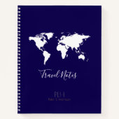 World Map travel notes blue Notizblock (Vorderseite)
