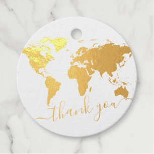 World Map Travel Theme REAL FOIL Vielen Dank Geschenkanhänger