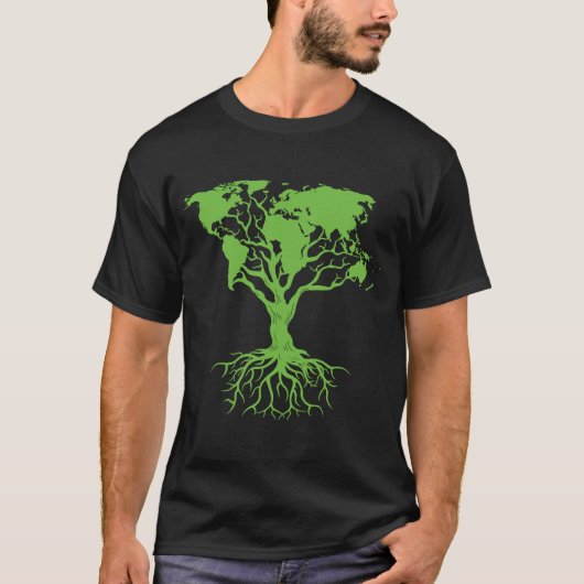 World Map Tree Forest Gerettet Entwaldung Boden S T-Shirt (Vorderseite)