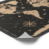 World Map Vintag Black Golden Poster (Ecke)