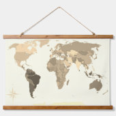 World Map  Wandteppich Mit Holzrahmen (Vorne)